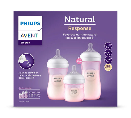 Avent  Set De Teteros Natural Rosa SCD838/28